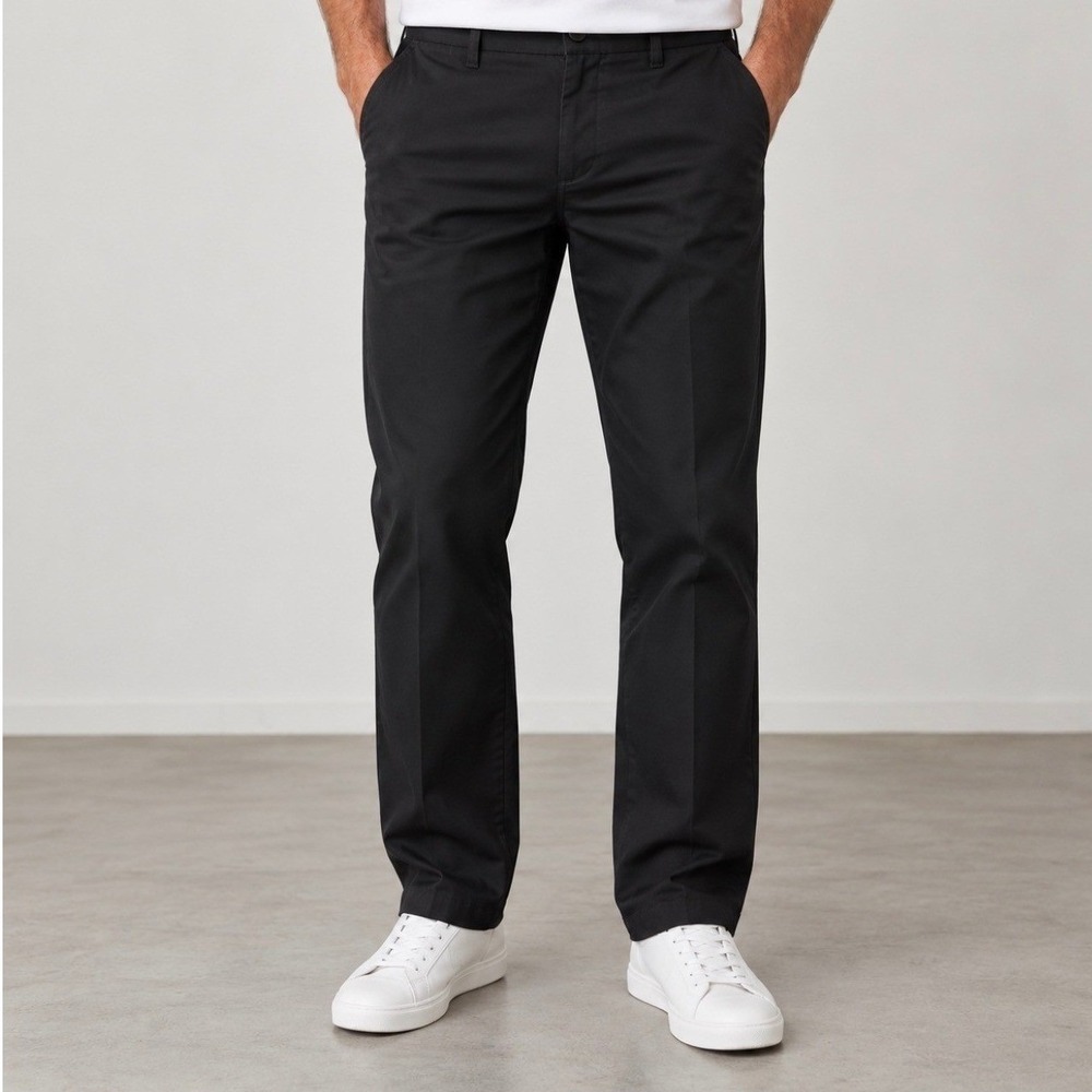 Van Heusen EvenTemp Pants 36x29 Black Good Straight Fit Chino Trousers
